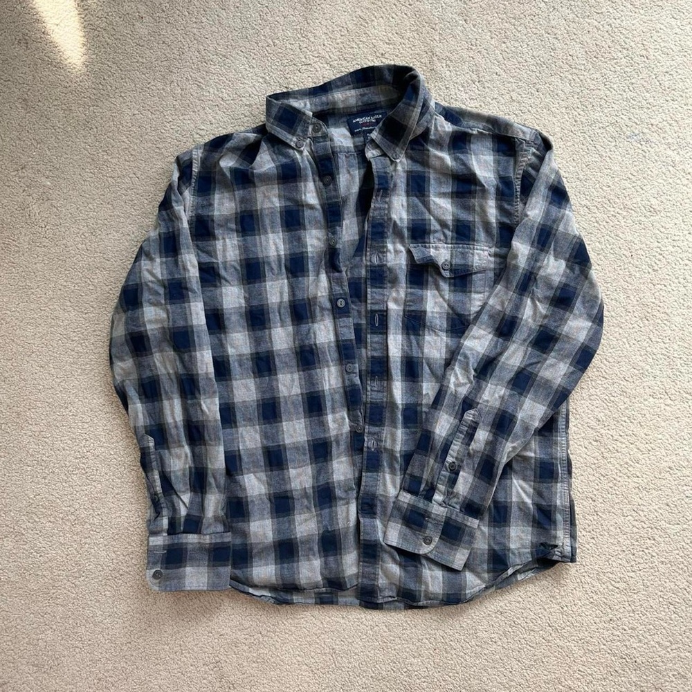 Oversized American Eagle Blue Flannel